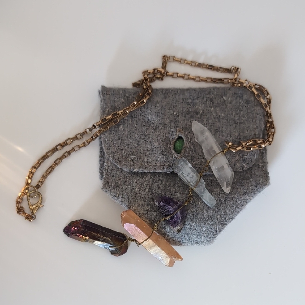 Anthropologie Gold Chain Necklace with Crystal Accents